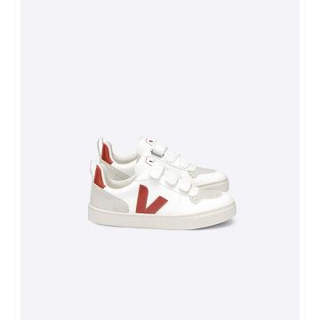 Kids' Veja V-10 CWL Shoes White/Burgundy | ZA 785ILH